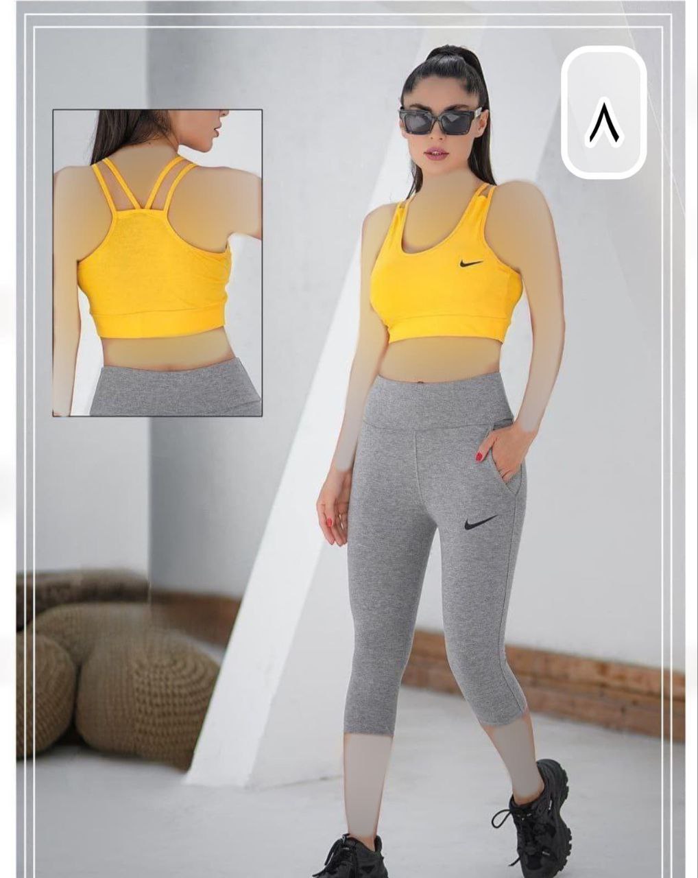 ست ورزشی نیم تنه کاپدار و شلوارک نایک