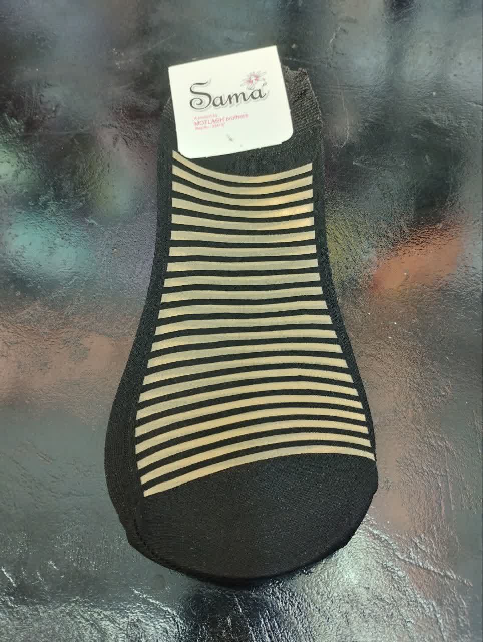 جوراب قایقی طرح راه راه شیشه ایی