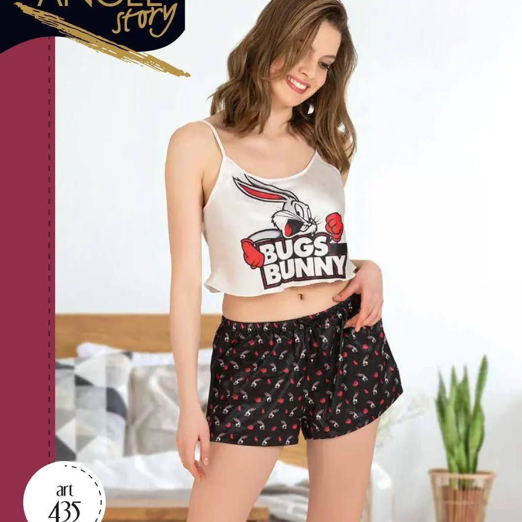 تاپ و شورتک ساتن دو طرح کیوت