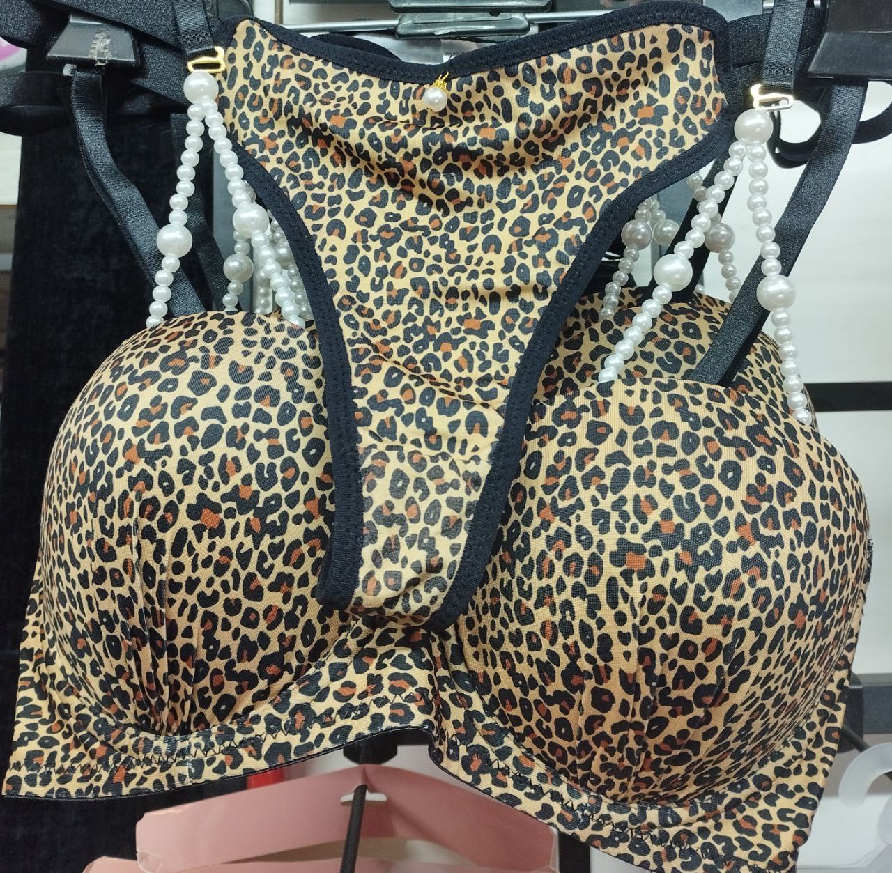 ست اسفنجی پلنگی بند مروارید